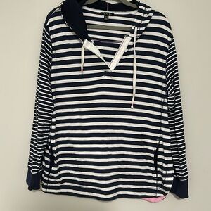 Tribal Blue and White Cotton Hoodie